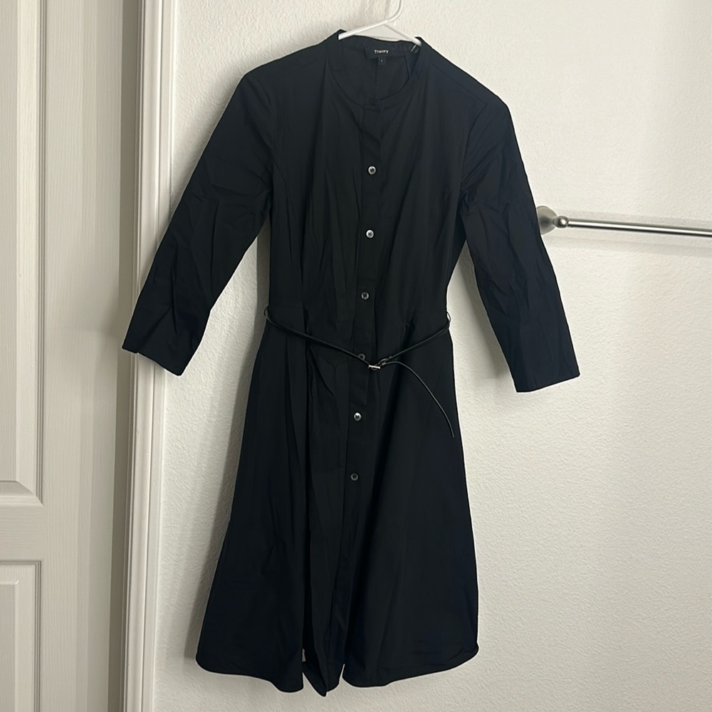 Theory A-Line Shirt Dress with Belt